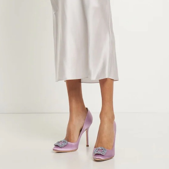 Manolo Blahnik Shoes - Manolo Blahnik Hangisi Crystal Buckle Pump - NEW - PURPLE - SIZE 39